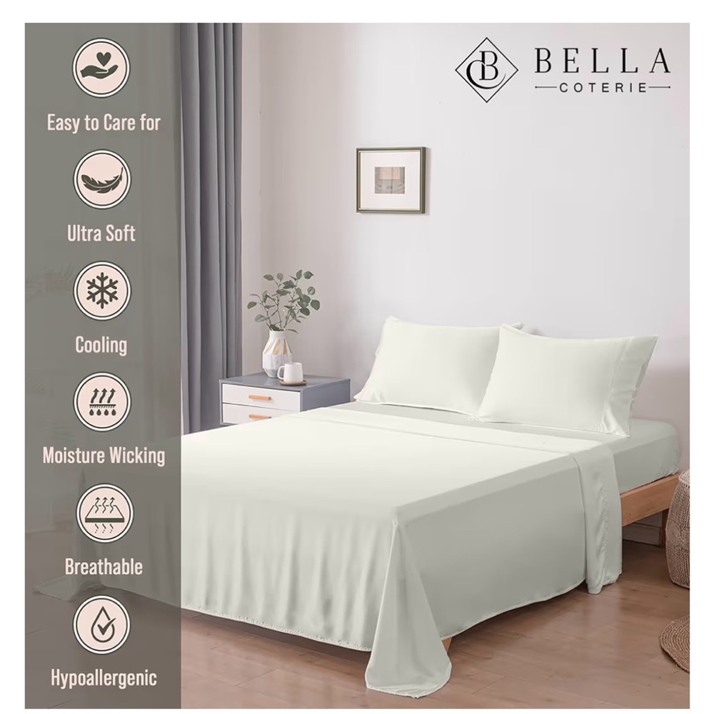 Luxury Bamboo King Size Sheet Set (ivory)